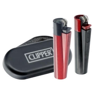 Зажигалка CLIPPER Кремниевая Металлическая Бордовый металлик & Черный CM0S110