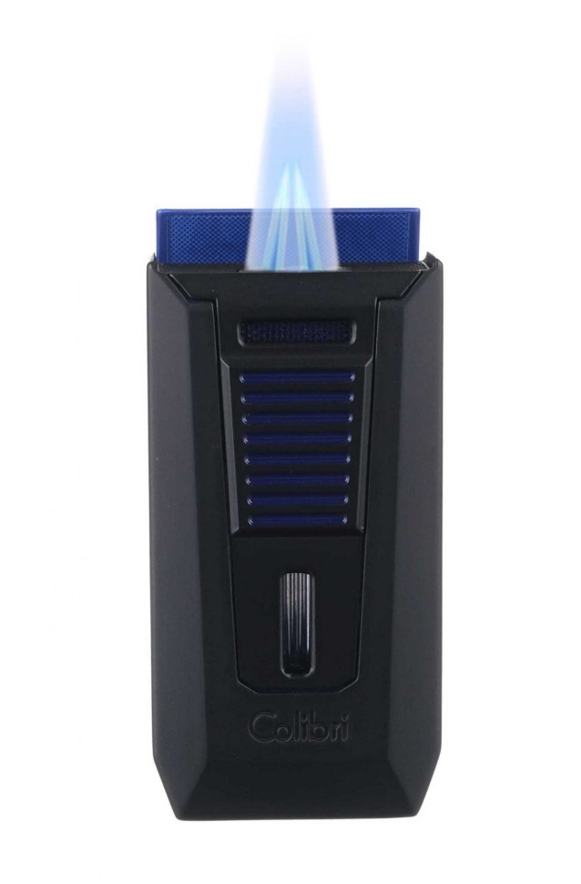Зажигалка сигарная Colibri Slide (двойное пламя), черно-синяя