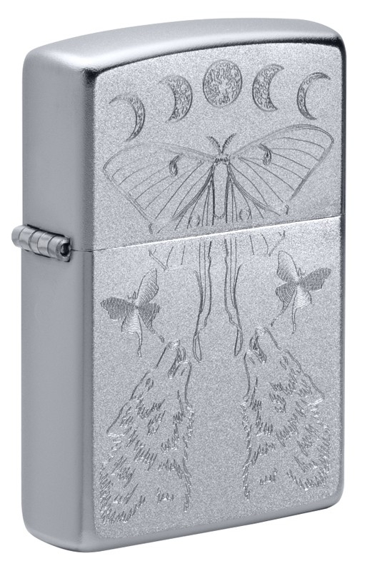 Зажигалка ZIPPO Butterfly and Wolf Design с покрытием Satin Chrome