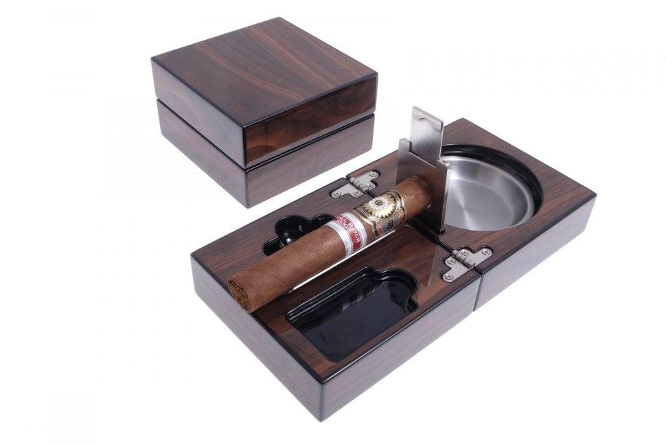 Пепельница сигарная Lubinski с набором, Орех